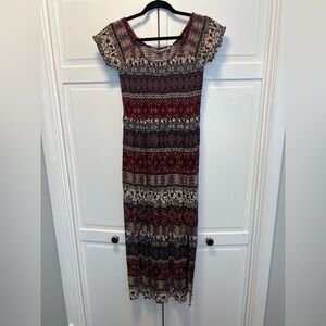 Soft Surroundings Smocked Macelo Print Maxi Dress Size Women’s Small Multicolor